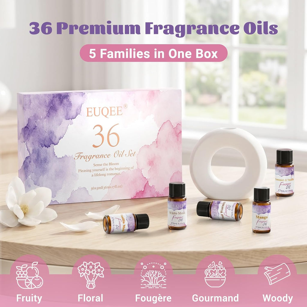36 Pcs Fragrance Oil Gift Set-36x0.17Fl Oz Gift Box for Women & Men | Premium Scented Oils for Diffuser, Candle &