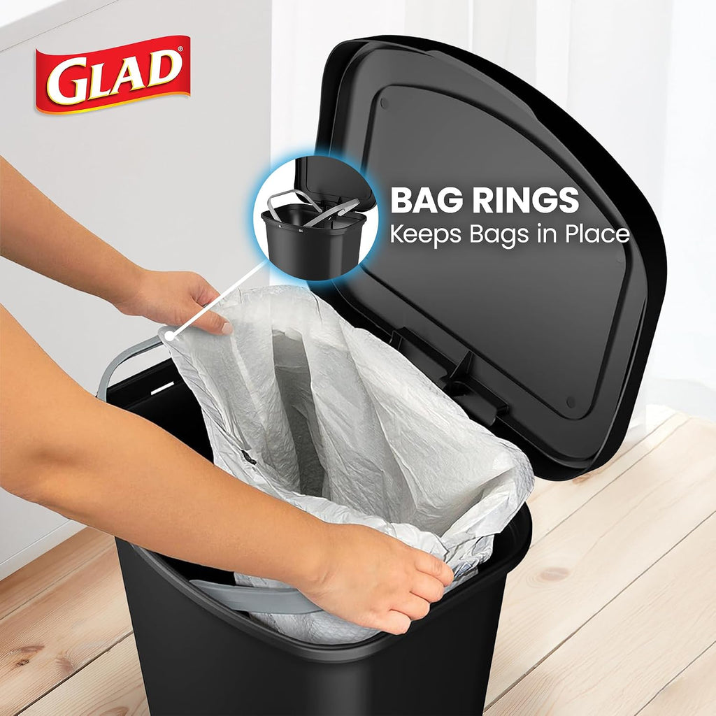 Premium Trash Can with Clorox Odor Protection, 13 Gallon, Black | Plastic Kitchen Waste Bin | Hands Free with