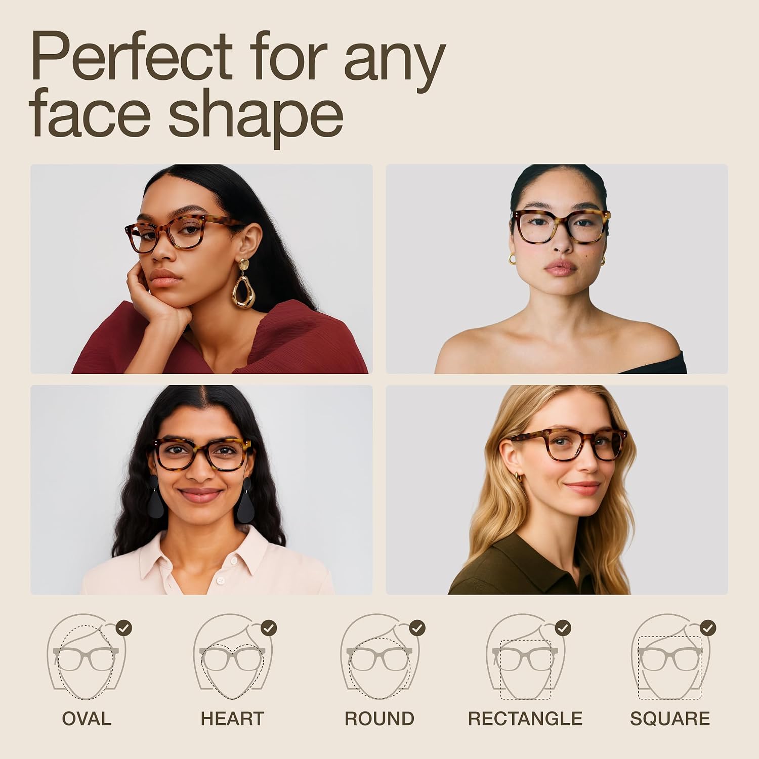 Blue Light Glasses for Women - Oversized UV & Blue Light Blocker Chunky Frames, Stylish Eyewear Access