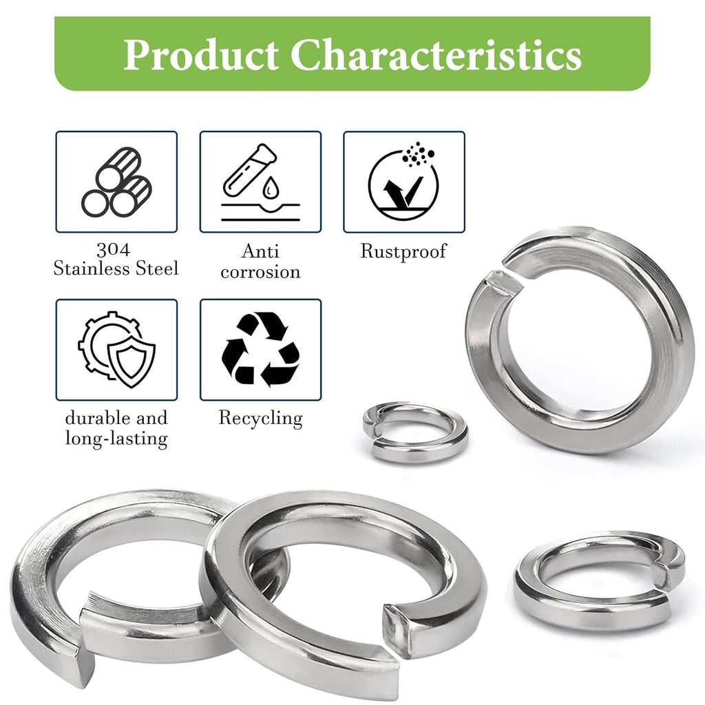 SAE & Metric Split Spring Lock Washer Assortment kit 304 SS 1780Pcs