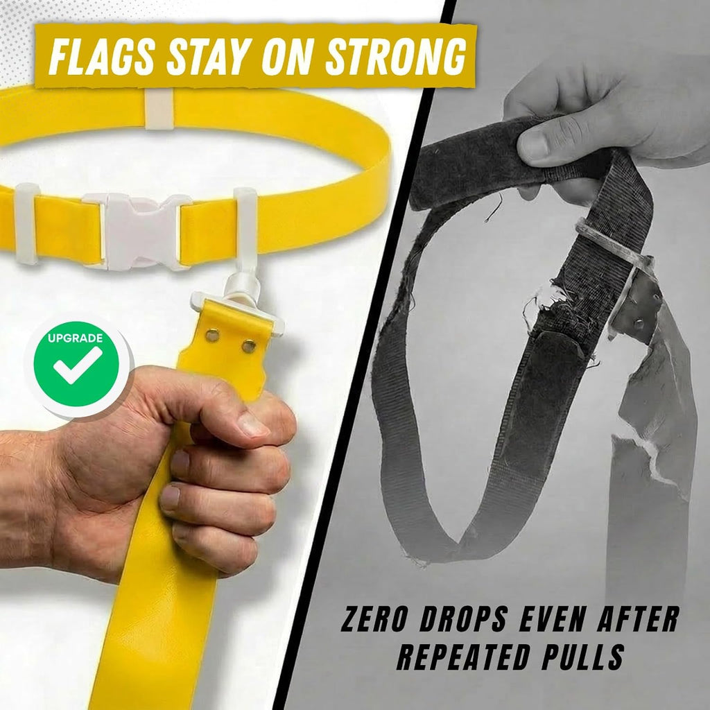 Adjustable Flag Football Belt Set, One Size Fits All | Pop-release flags for fast, fair calls; durable woven material