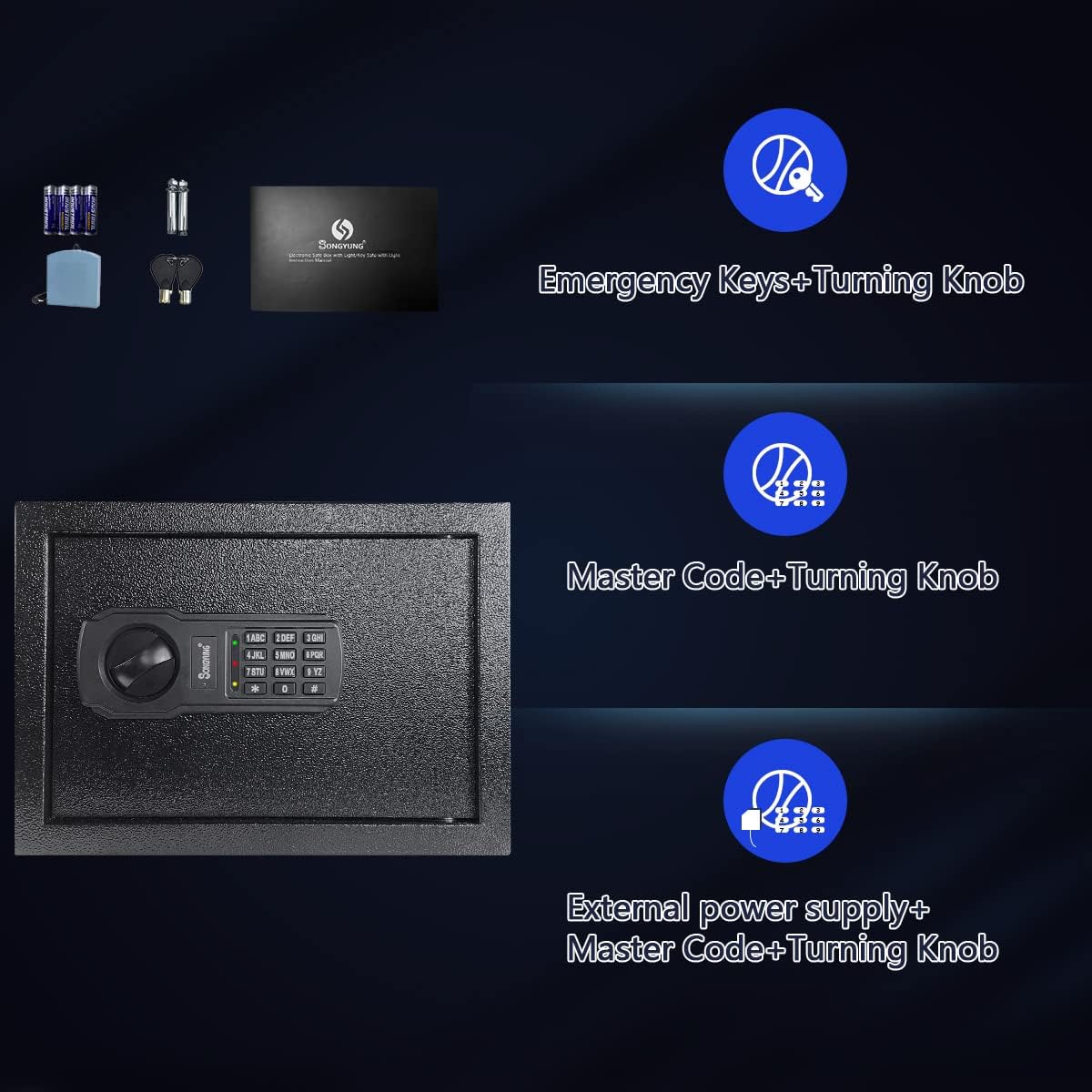 60 Keys Cabinet Wall Safe with Sensor Light and Emergency External Power Supply, Electronic Key Safe,Secure Wall