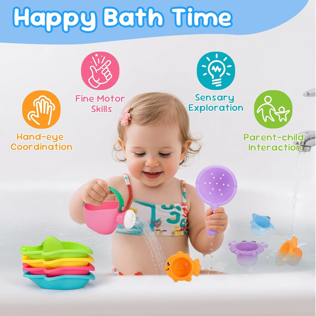 Baby Bath Toys for Kids Ages 1-3 Toddler Bath Toys Mold Free for 2-4 Bathtub Sand Beach Pool Water Toys for 1+ Year