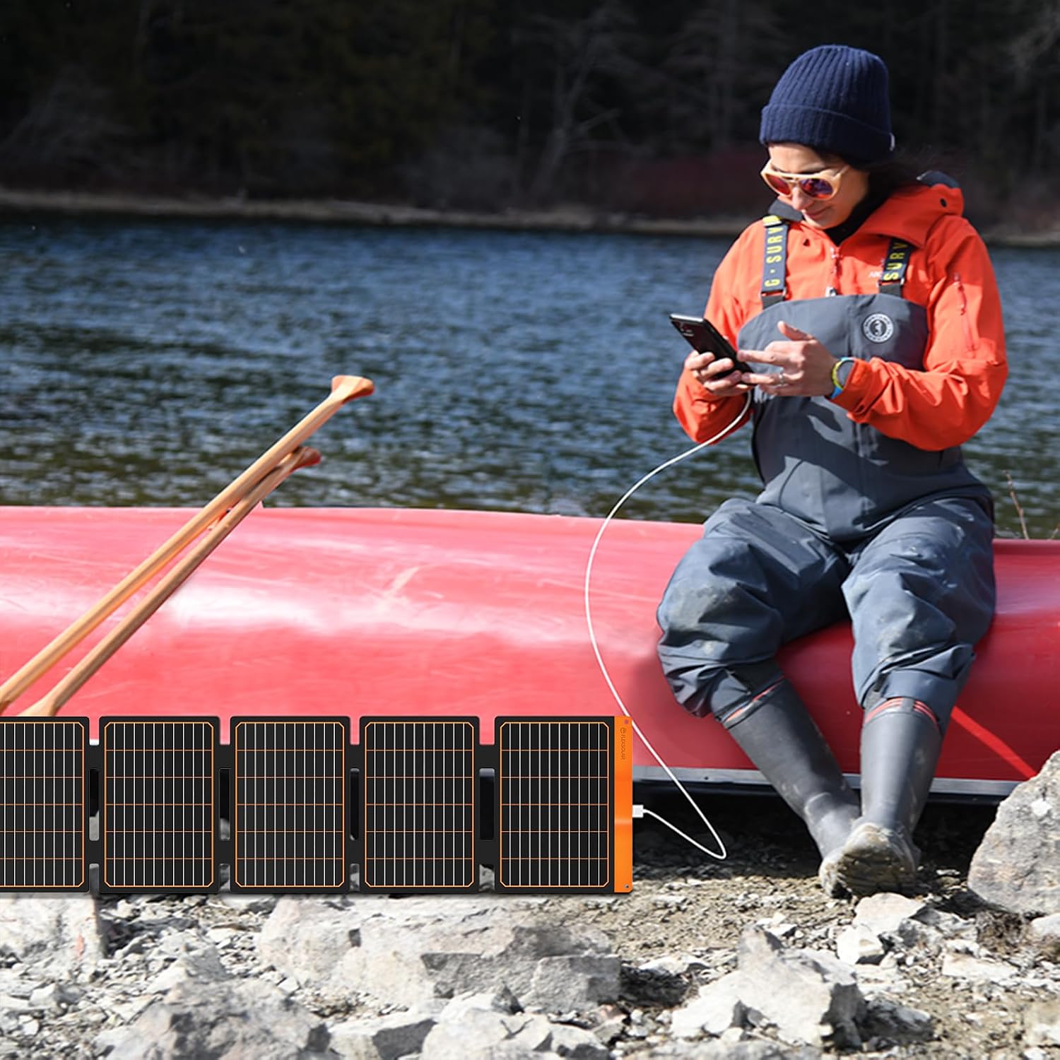 60W Foldable Portable Solar Panel Charger IP67 Waterproof | with PD3.0 USB-C, QC3.0 USB-A & DC; Power Emergency