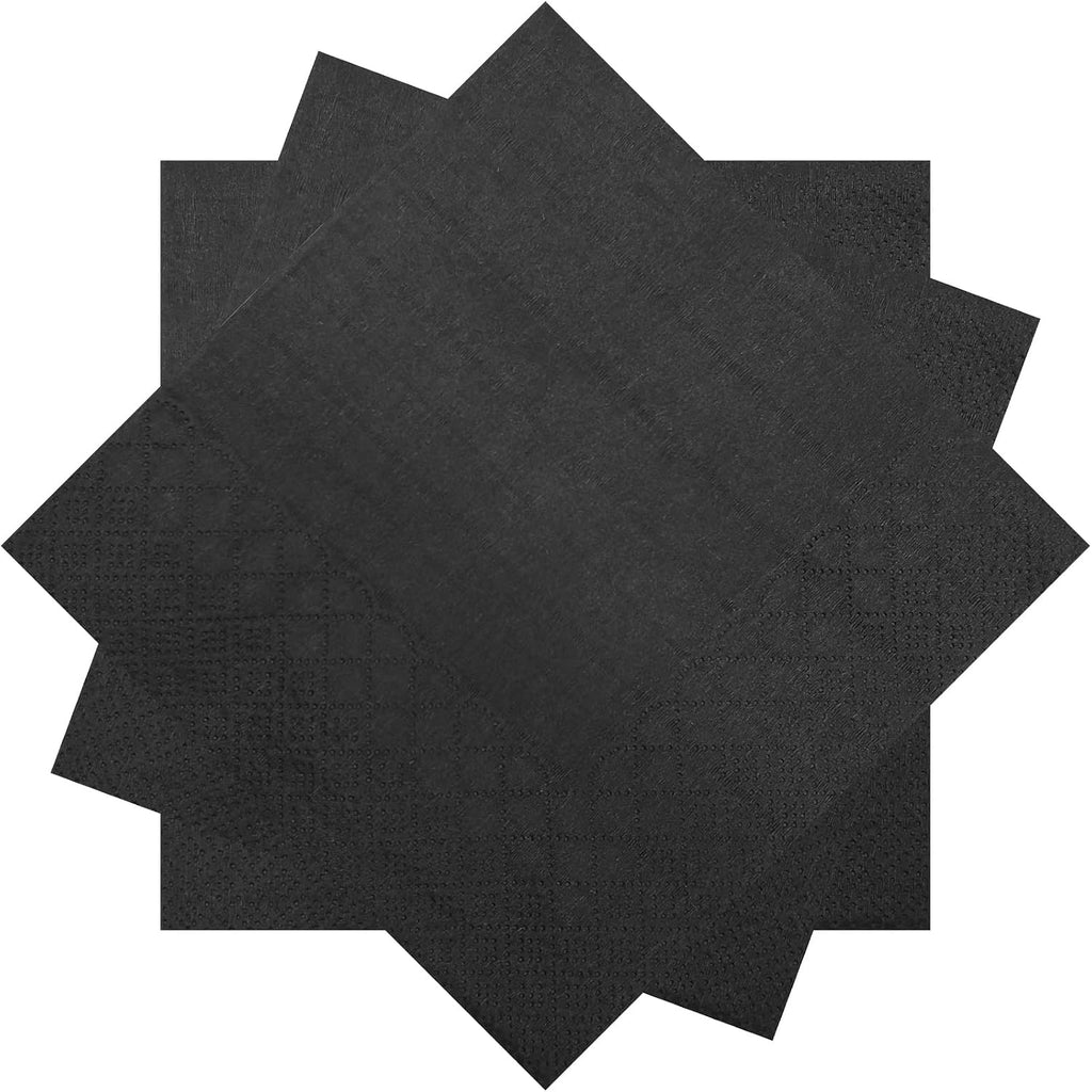300 Count Black Beverage Napkins,Disposable Black Cocktail Paper Napkins