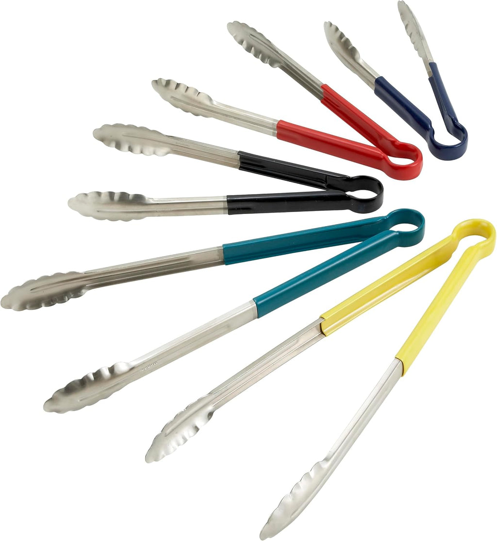 12" Blue Plastic Serving Tongs