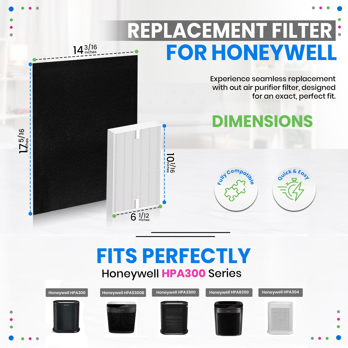 HPA300 Filter R Compatible Honeywell Air Purifier Filter Replacement