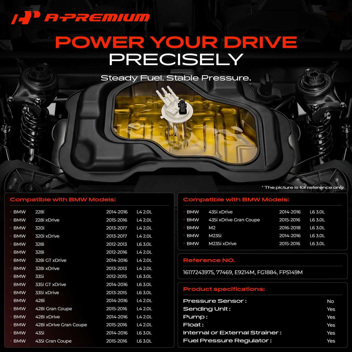 A-Premium Electric Fuel Pump Module Assembly Compatible with BMW