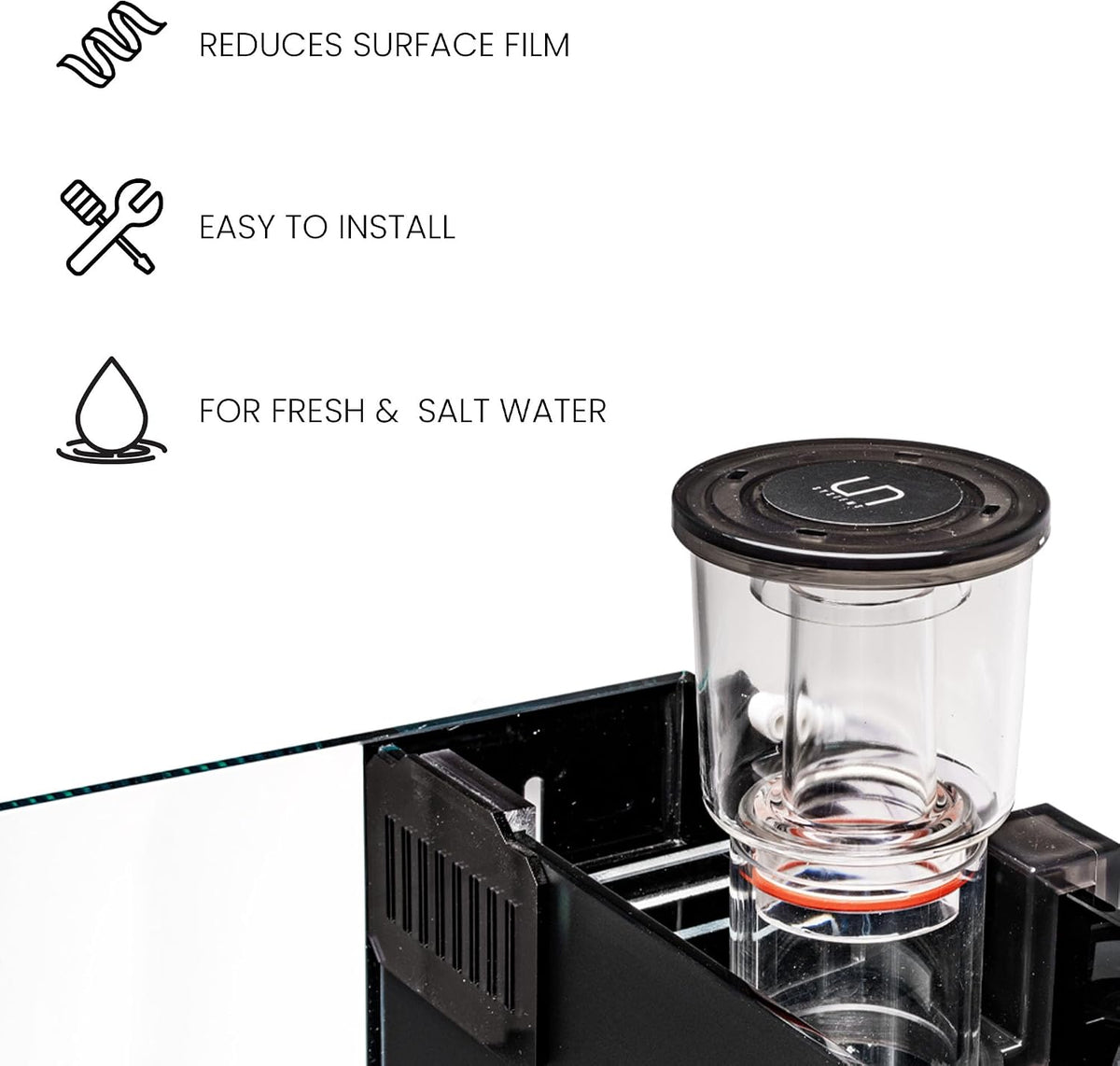 Mini Protein Skimmer - Rimless Aquarium Protein Skimmer - Drop-in Design Saltwater Aquarium Skimmer - Protein