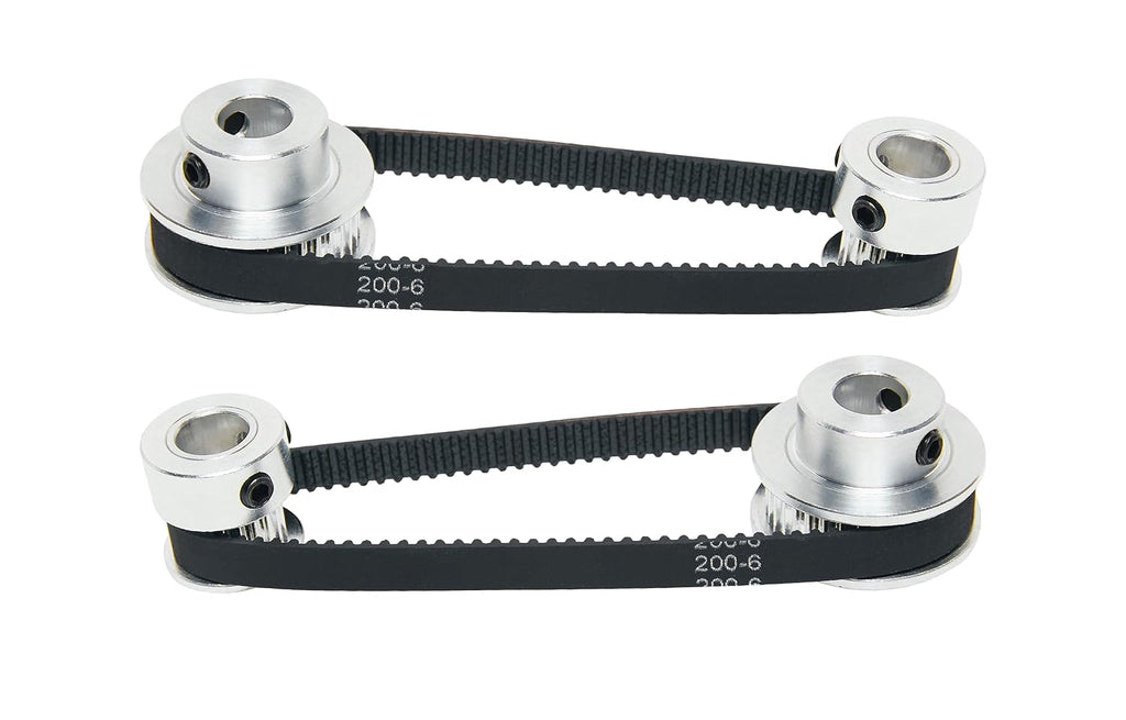 2PCS Set 2GT Aluminum Timing Pulley 20&36 Teeth 8mm Bore Synchronous Wheel with 2PCS Length 200mm Width 6mm Belt (20-36T-8B-6)
