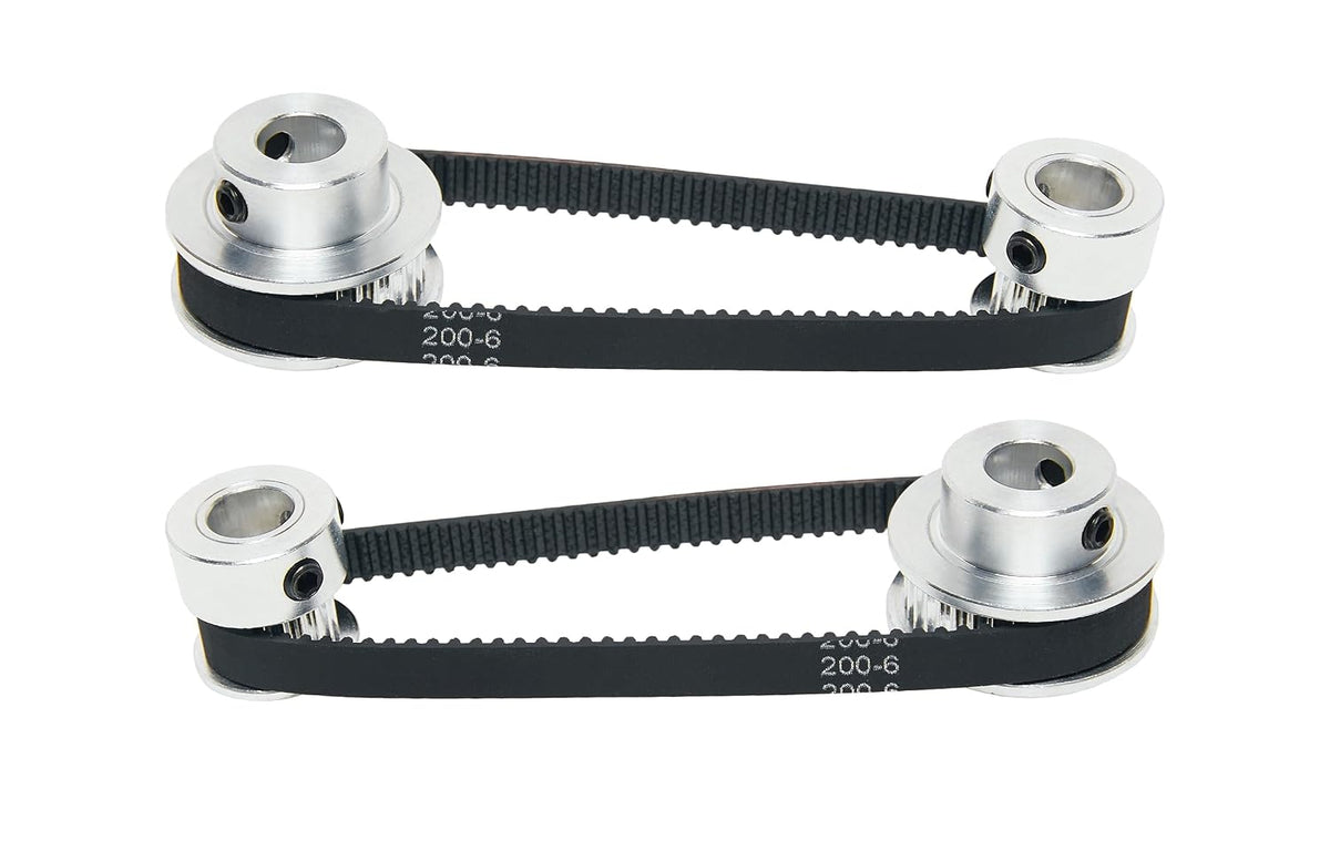 2PCS Set 2GT Aluminum Timing Pulley 20&36 Teeth 8mm Bore Synchronous Wheel with 2PCS Length 200mm Width 6mm Belt (20-36T-8B-6)