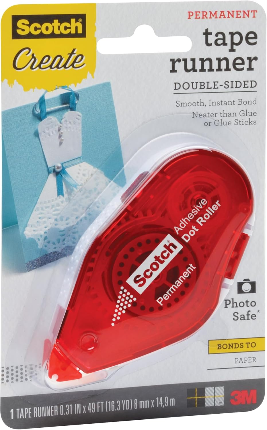 Double Sided Tape Runner, .31 in x 49 ft, 1-Pack