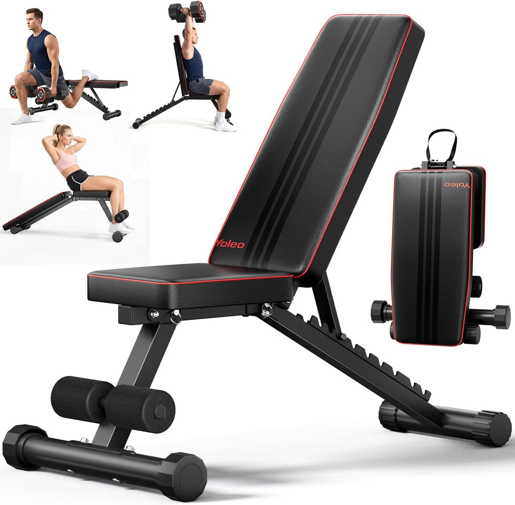 Adjustable Weight Bench - Utility Weight Benches for Full Body Workout, Foldable Incline/Decline/Flat Bench Press for