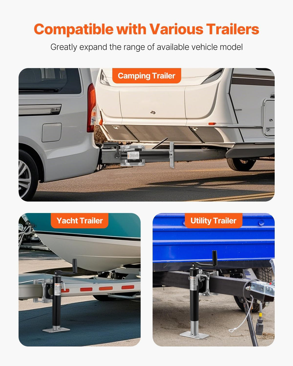 Heavy Duty Trailer Jack, 2000 lbs Load Capacity, 10" Swivel Lift for RV, Horse, Utility & Yacht Trailers