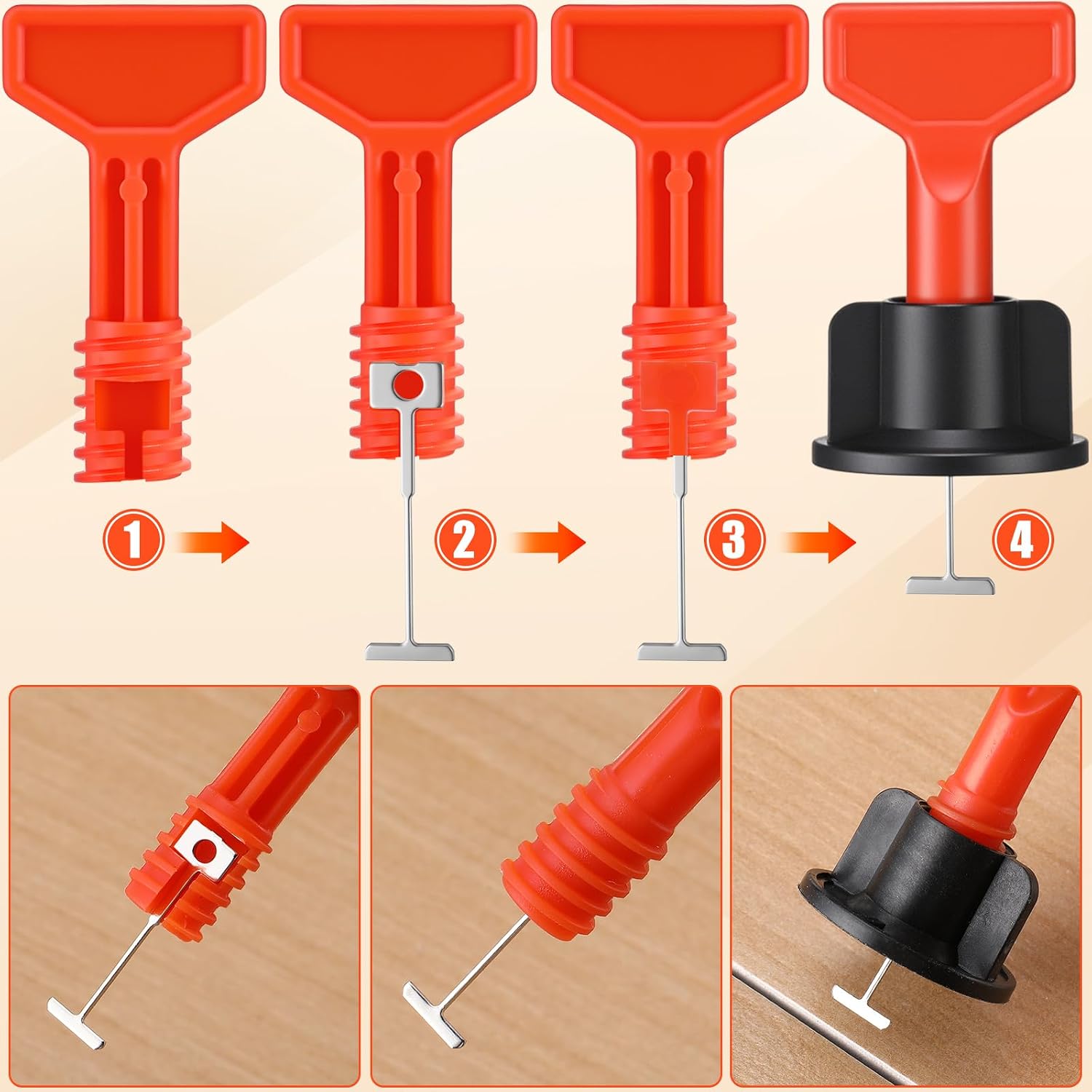 Tile Leveling System Kit with 300 Pcs 1/16" Tile Leveler 1500 Pcs Spacer Clips and 6 Wrenches Installation Tools for