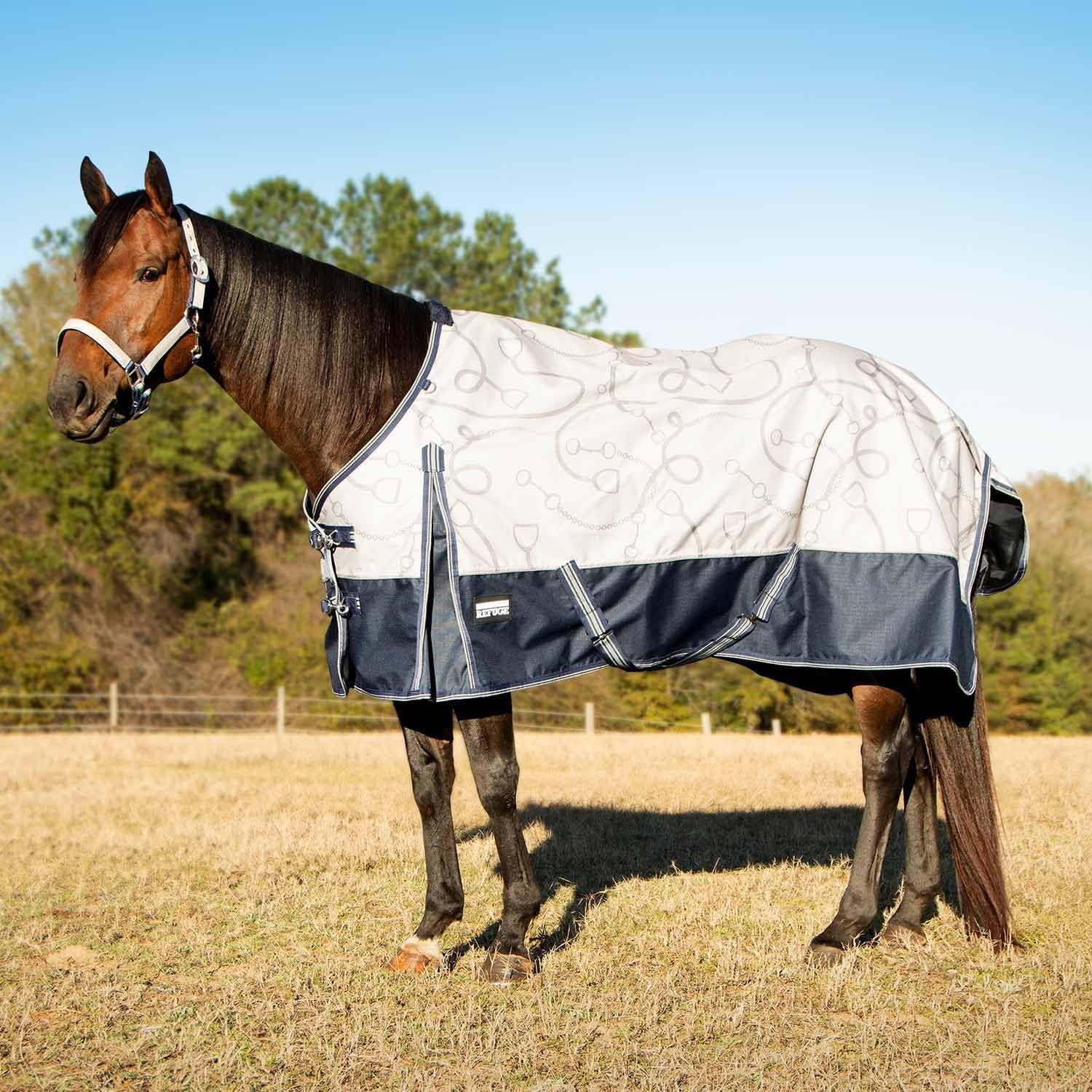 Poplar Head 1200 Denier Turnout Sheet for Horses, 0g Polyfill, 72"- Waterproof Lightweight Horse Blanket, Adjustable