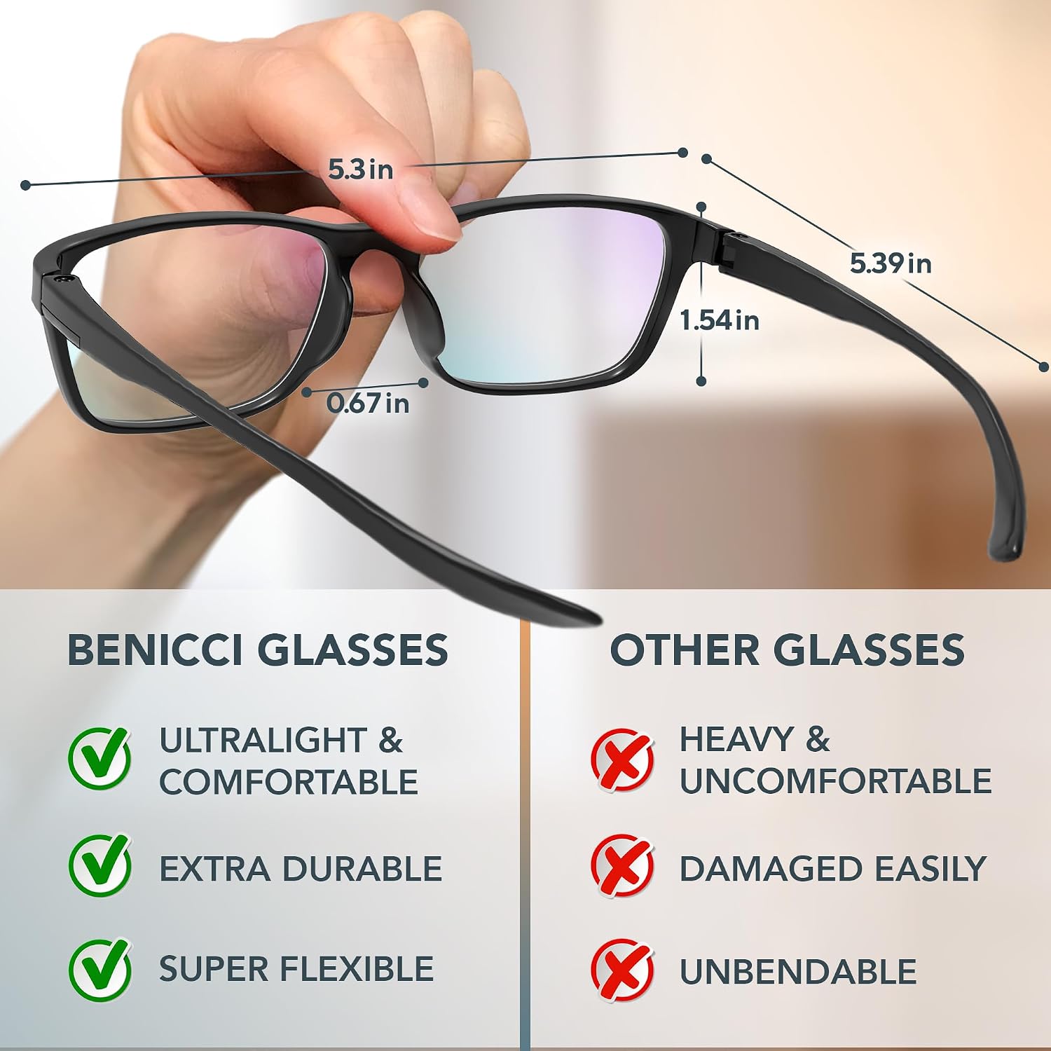 Stylish Blue Light Blocking Glasses for Women & Men – Helps Ease Digital Eye Strain & Headache from Computers, Phones