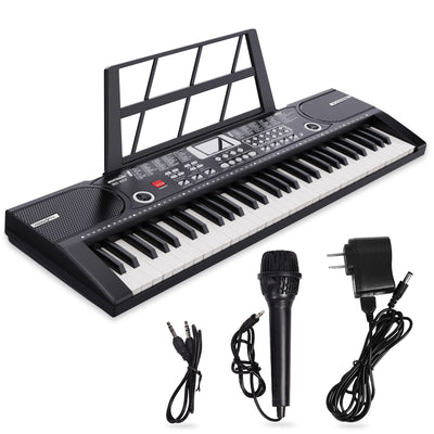61 keys keyboard piano, Electronic Digital Piano with Built-In Speaker Microphone, Sheet Stand and Power Supply