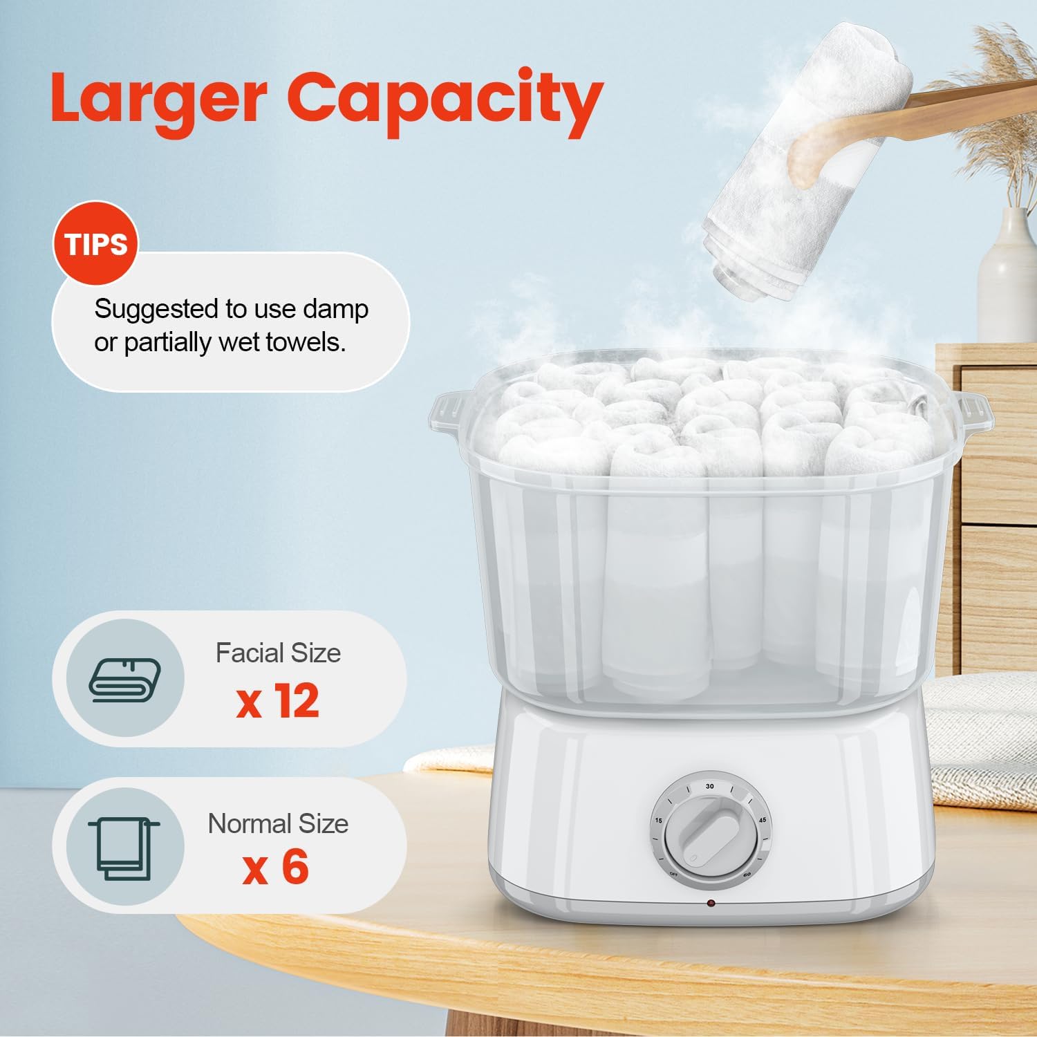 Hot Towel Warmer, Rapid Heating Towel Steamer for Facials can Hold 12 Mini Wet Towels, Portable Mini Towel Warmer for