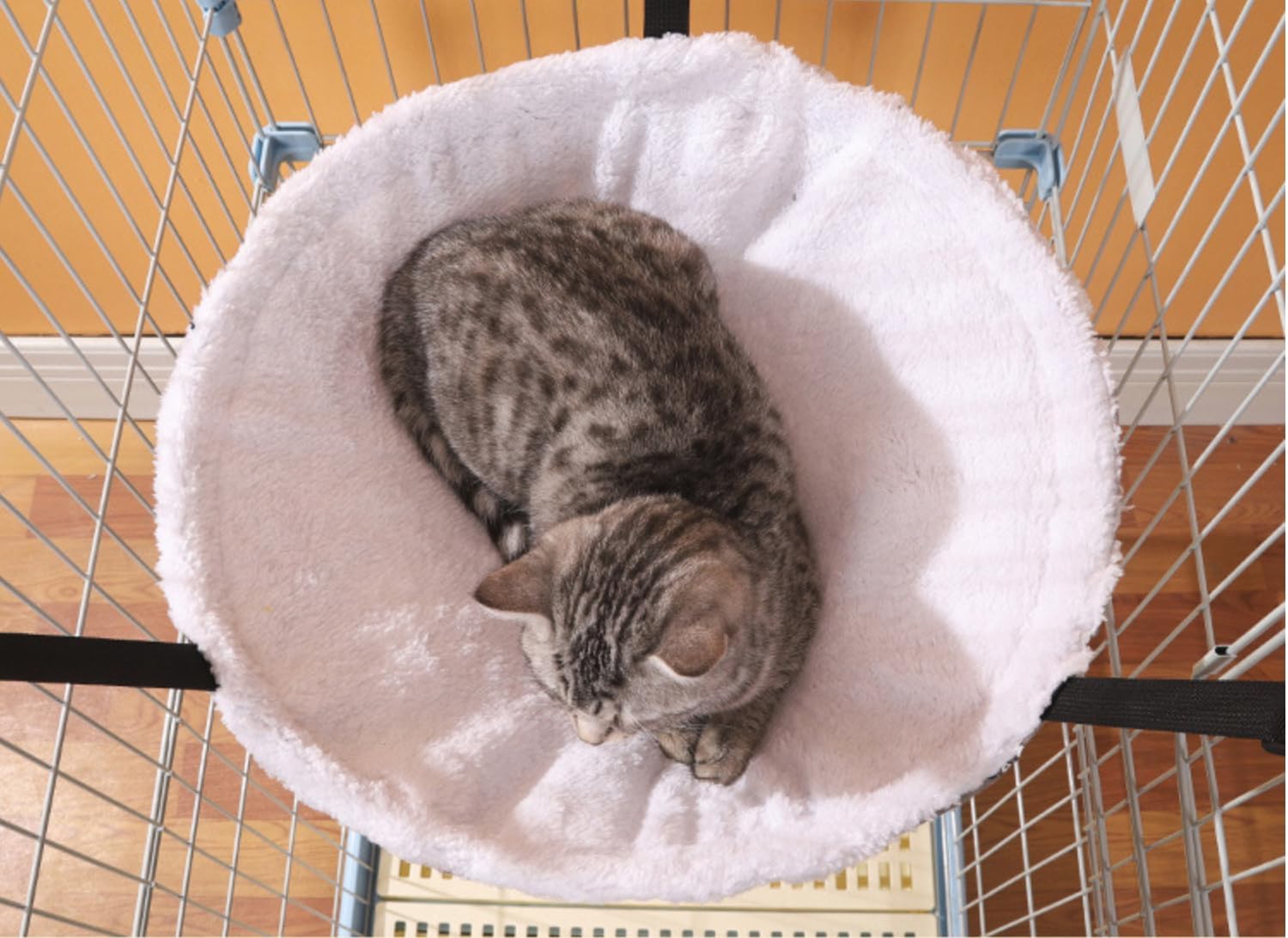 2-Pack Cat Hammock Lounge Cat Hanging Bed for Cage Kennel Chair with Metal Frame, Adjustable Straps (Cyan)