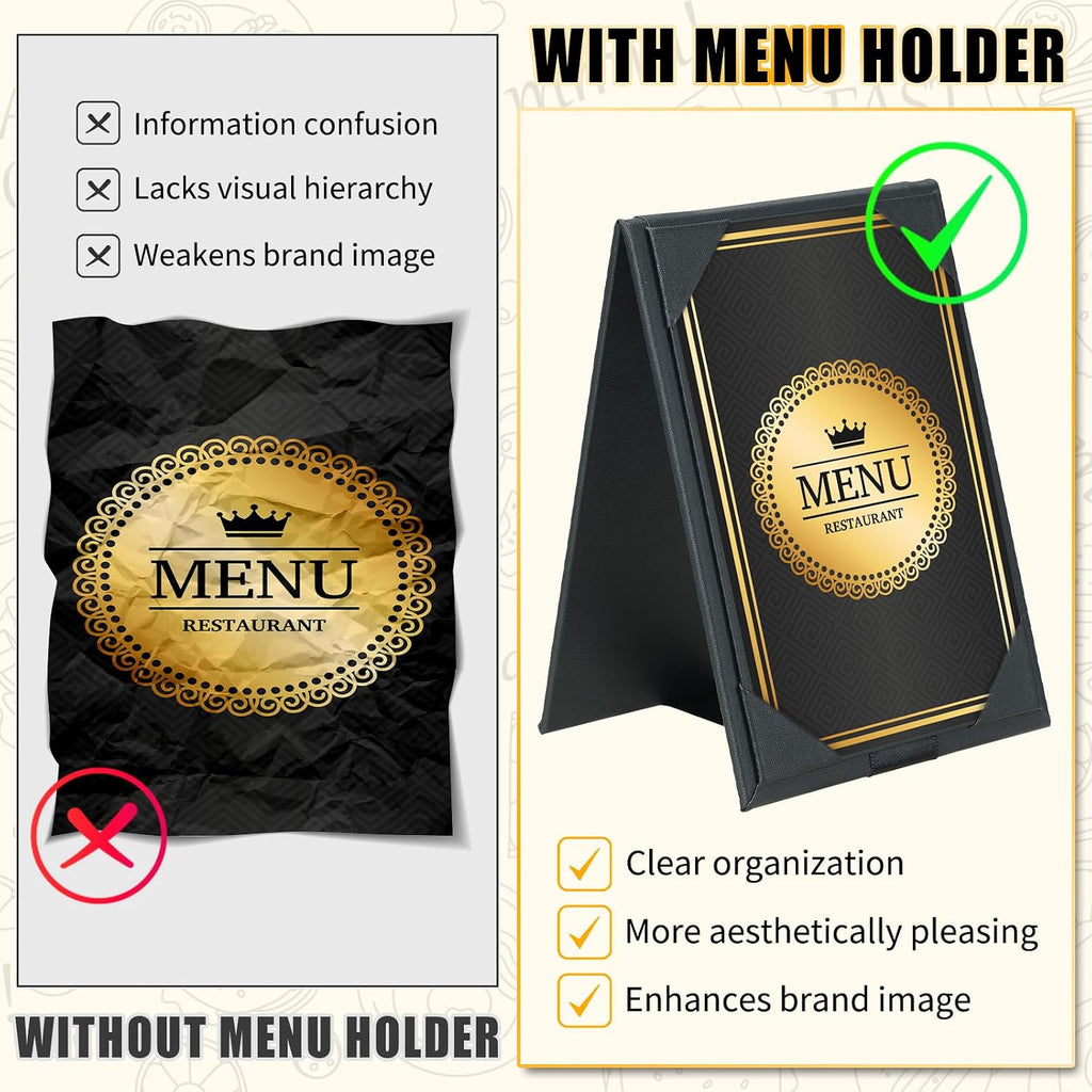 PU Leatherette Table Tents, 12Pcs Double-Sided Menu Holders 5 x 7"