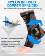 Copper Ankle Brace for Men & Women, Ankle Compression Sleeve 1 Pair