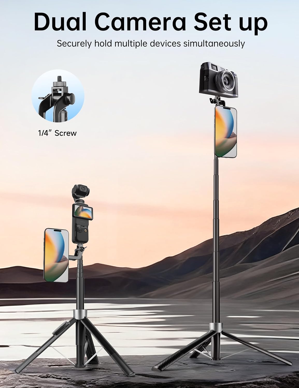 70" Magnetic Phone Tripod, Selfie Stick Tripod for iPhone MagSafe & Camera | Rechargeable Remote & 2 in 1 Magnetic
