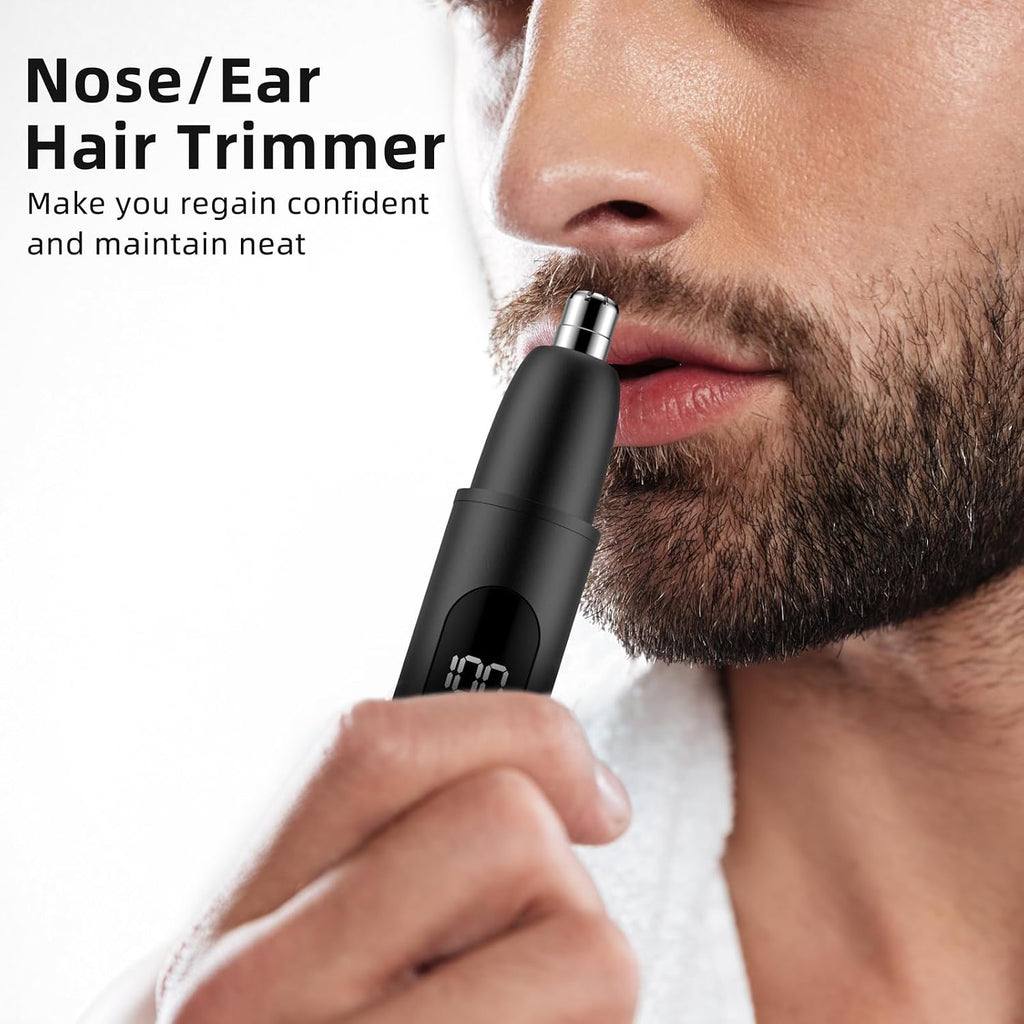 Nose Hair Trimmer, Rechargeable Cordless Painless Ear Eyebrow Trimming Tool Dual Edge Blades Razor Easy Cleansing
