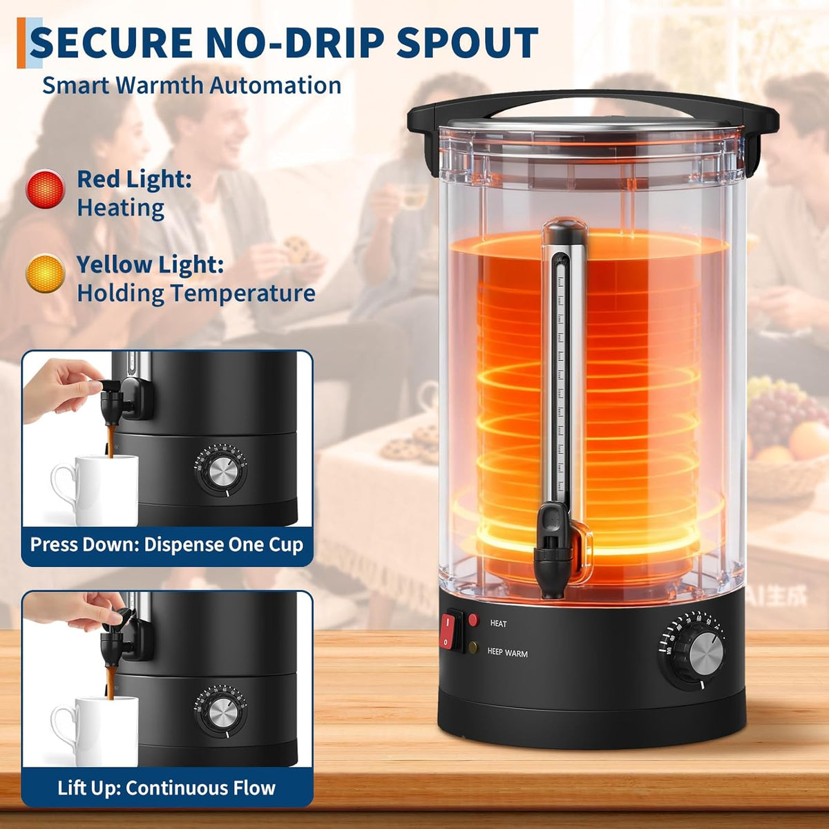 12 L/80 Cups Coffee Urn-3.2 gal Double Wall Commerical Coffee Maker