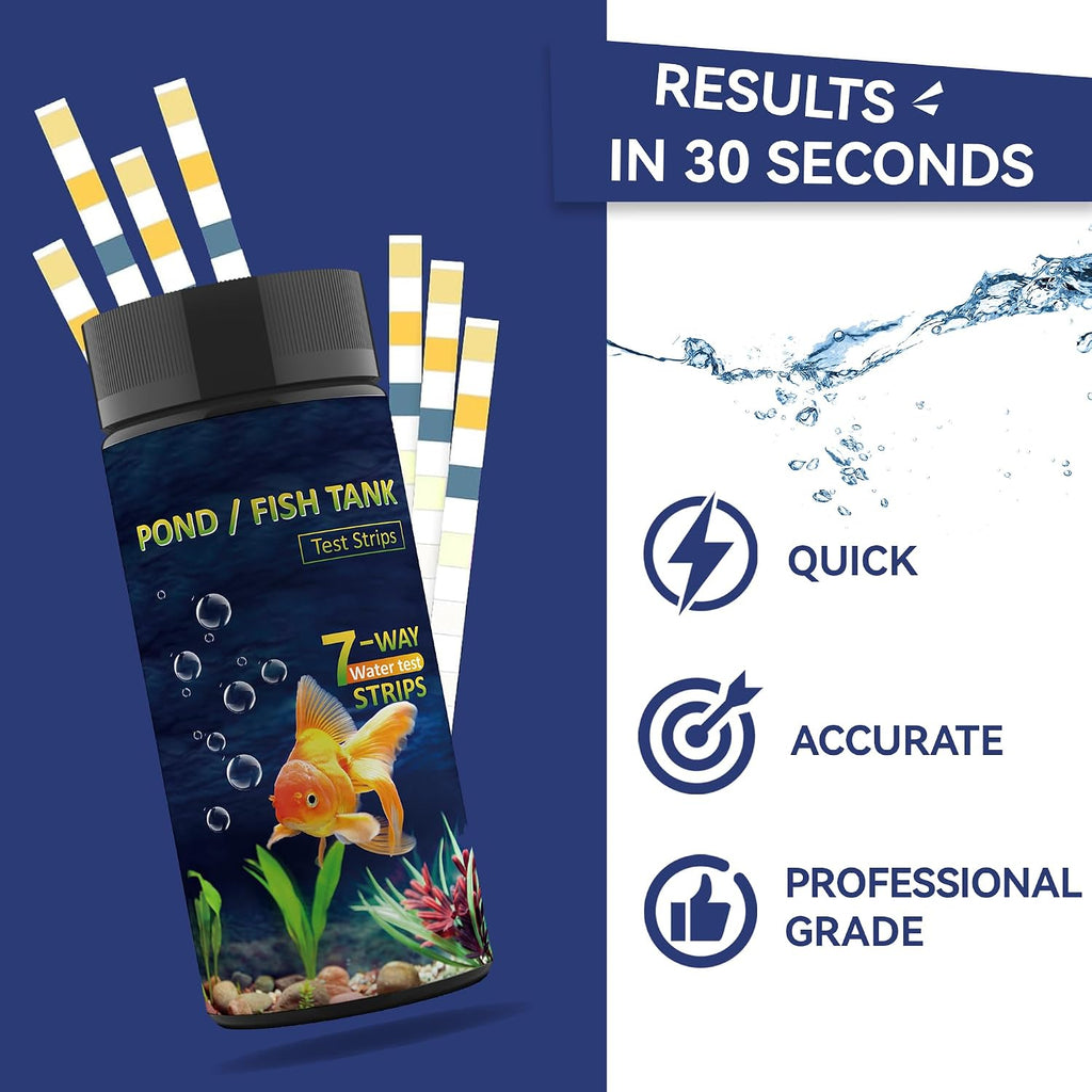 Aquarium Test Kits(100 Strips)-7 in 1 Fish Tank Water Freshwater&Saltwater Quality Test with pH, Carbonate