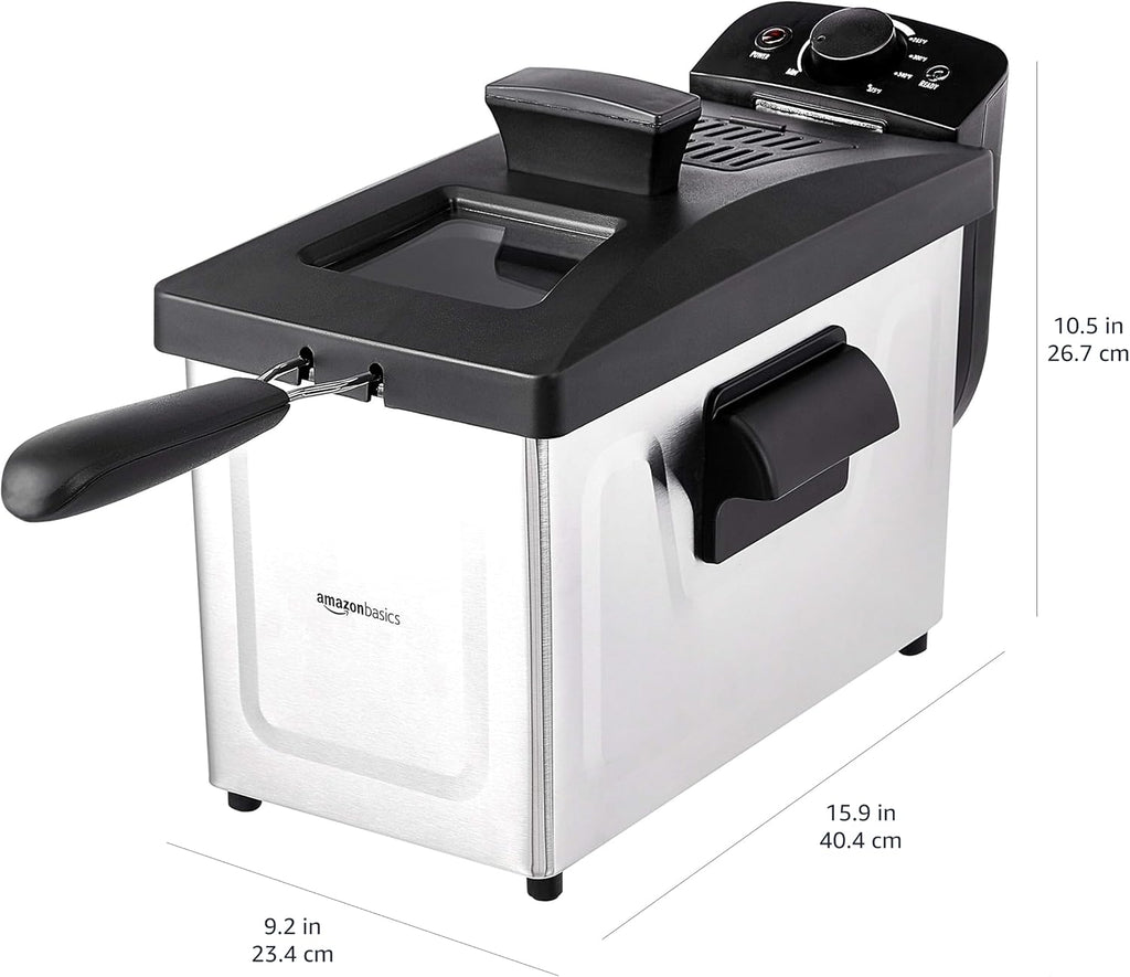 3.2-Qt (3.0L) Electric Deep Fryer with Adjustable Temperature Control, Easy Draining Basket, Viewing Window