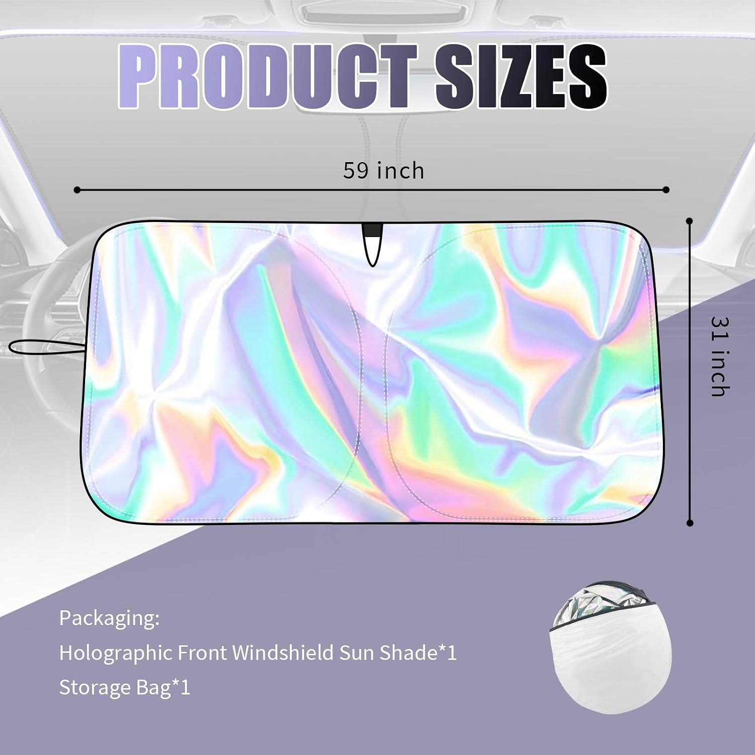 59×31 Inch Car Windshield Sun Shade,Foldable Car Sun Shade Windshield for Blocking Sunlight & Thermal,Summer