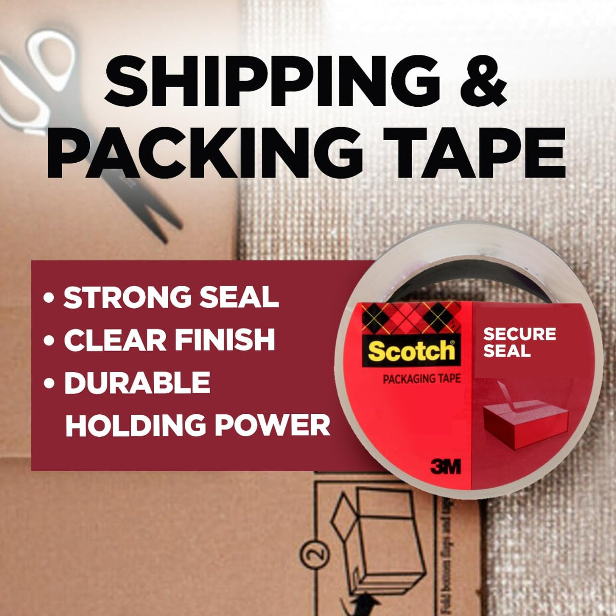 Secure Seal Packing Tape Refill, 1.88 in x 54.6 yd, 6 Rolls