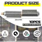 10 Pcs 4 Inch Weld on Hinges Bullet Barrel Weldable Hinges, Zerk