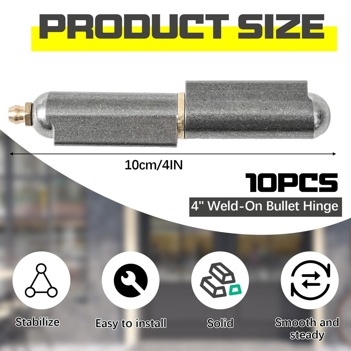 10 Pcs 4 Inch Weld on Hinges Bullet Barrel Weldable Hinges, Zerk