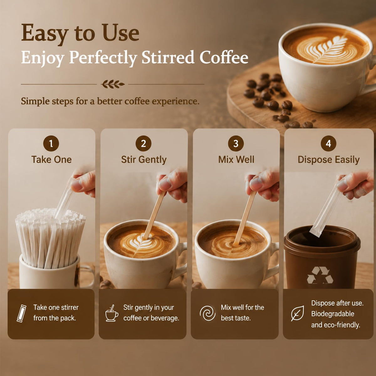200 Pcs 5.5 Inch Individually Wrapped Coffee Stirrers