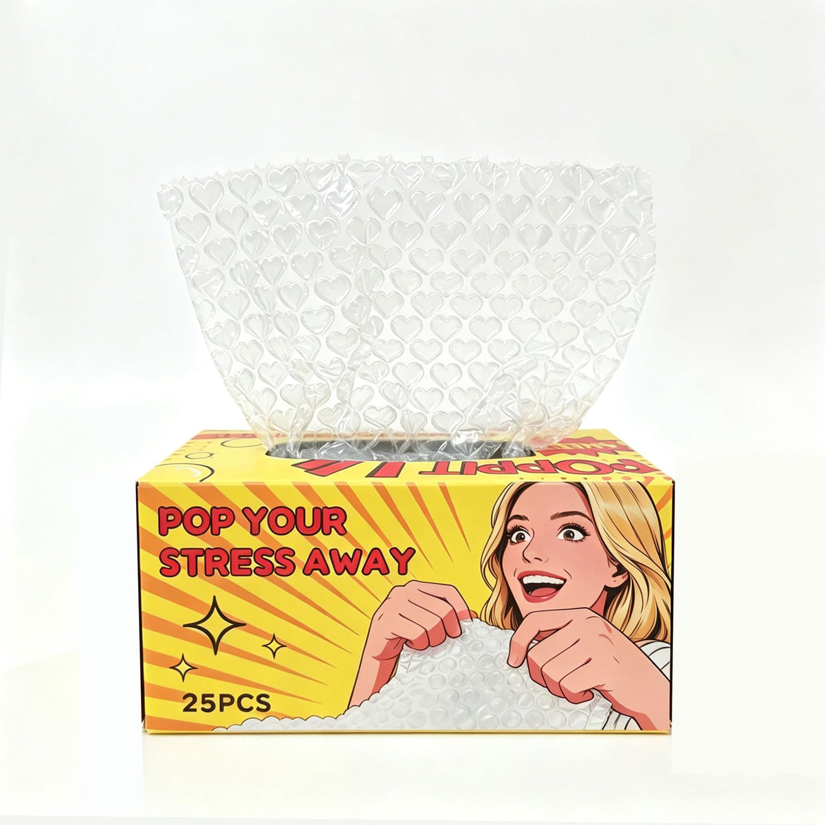 Creative Fidget Heart Bubble Wrap Stress Relief Sheets 25 Pack