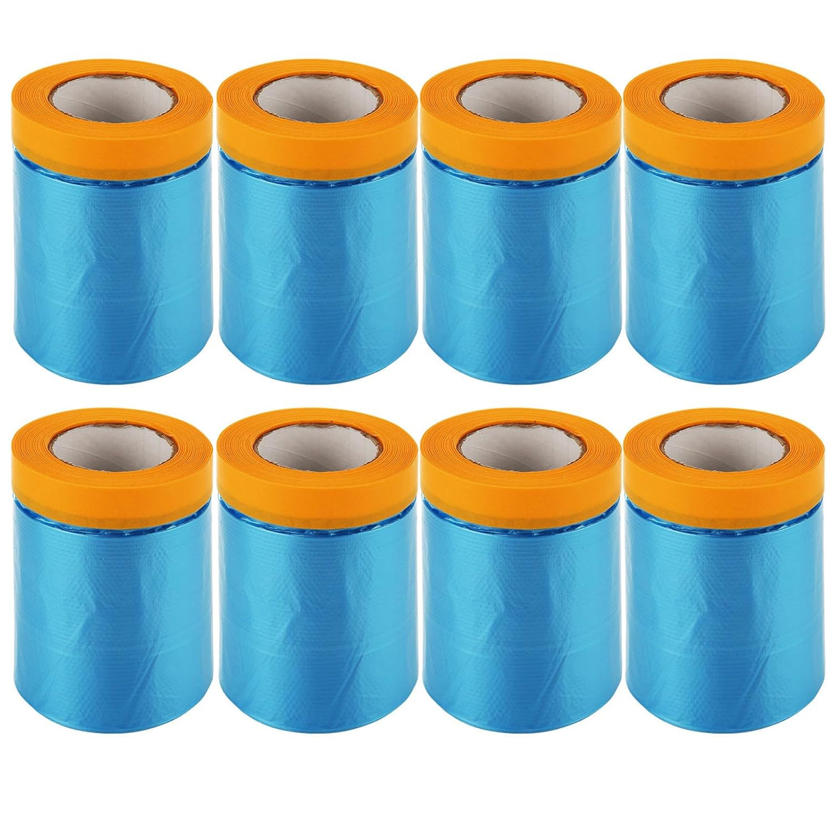 8 Rolls 22" x 66' Painters Plastic Sheeting, Pre-Taped Masking Film, Tape and Drape Drop Cloth for Painting