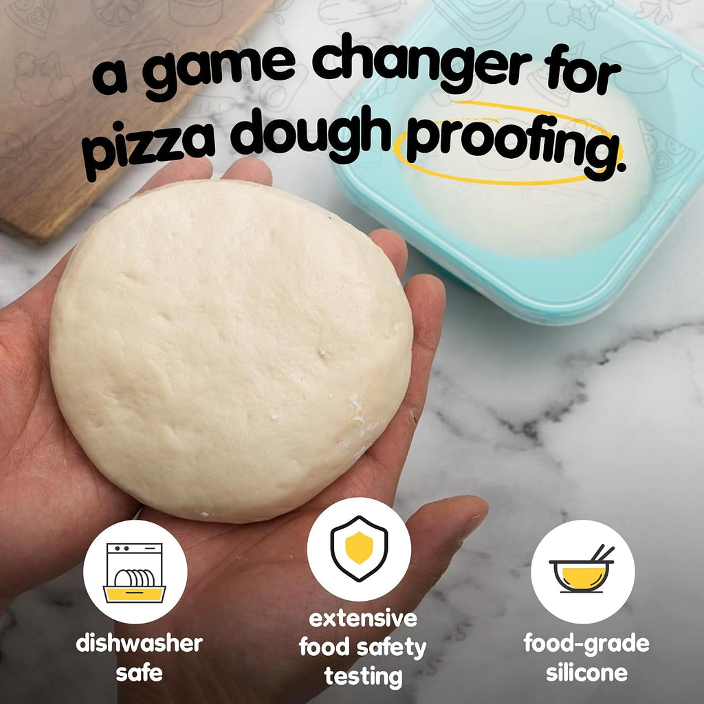 PLUS Large 1000ml Pizza Dough Proofing Boxes for DIY Artisan Pizza, Food Grade Silicone Stackable Containers with
