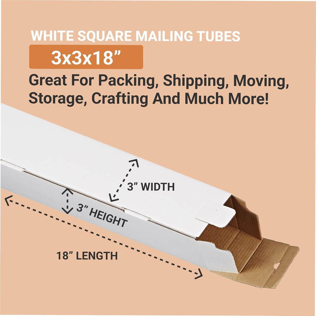 Shipping Boxes Small 3"L x 3"W x 18"H 25-Pack - Corrugated Cardboard Box for Moving, Mailing, Packing, Packaging and