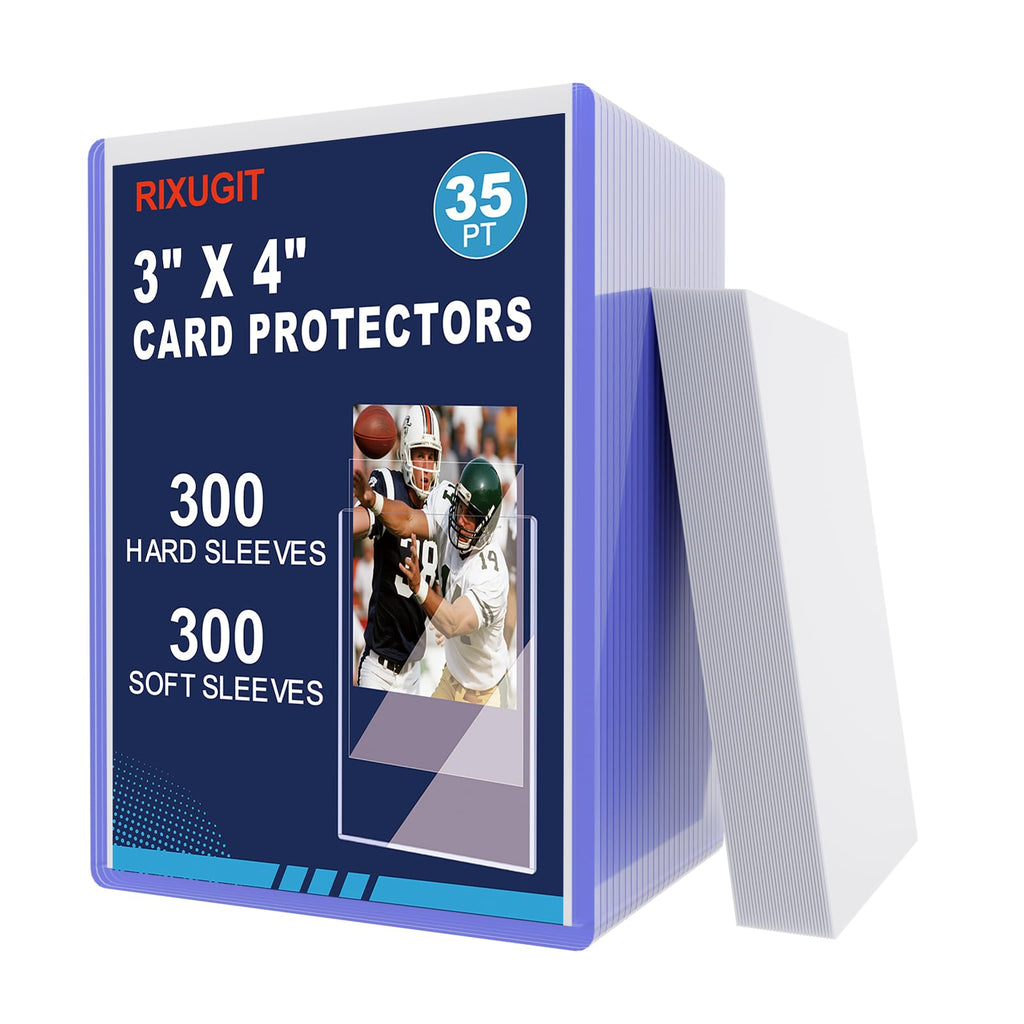 600 Card Protector Set, 300 Hard Plastic Card Sleeves and 300 Soft Sleeves