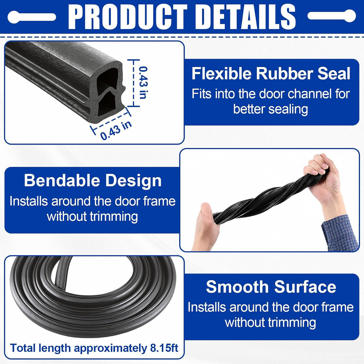 WPW10509257 Dishwasher Door Seal Replacement for Whirlpool, Kenmore, KitchenAid, Maytag - Replaces W10082795, PS5573867, WPW10509257VP, PS11755809