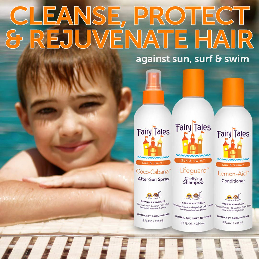 Sun & Swim Shampoo & Conditioner for Kids - Chlorine Removal Swim Shampoo, Removes Green Pool Tones, Sea Salt &