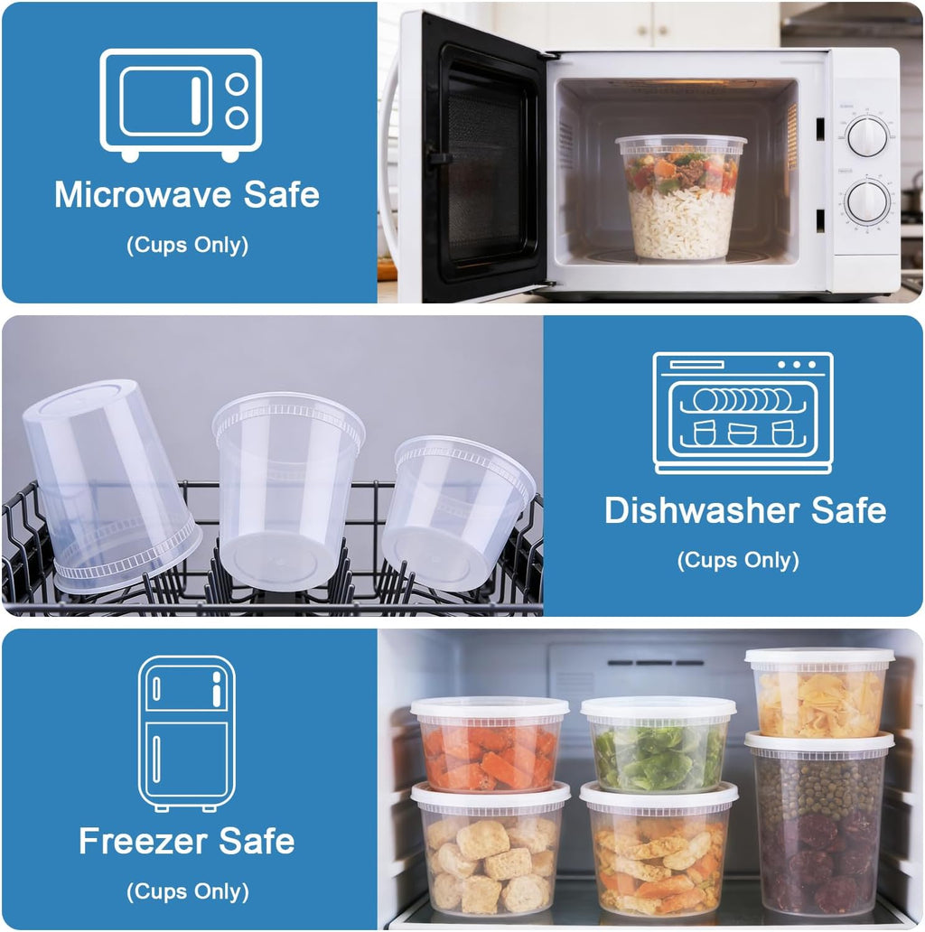 60 Sets Deli Containers With Lids, 8/16/32 Set Quart Containers