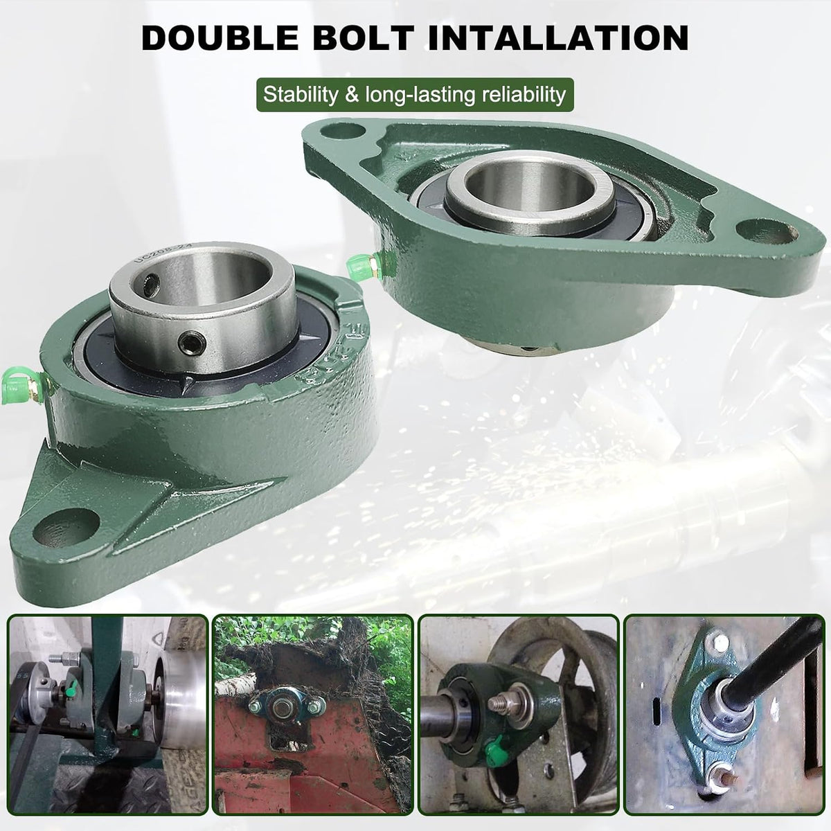 2 Pack UCFL208-24 Pillow Block Bearing – Flange 2 Bolt Mounted Pillow Block Bearings – Bearing Steel Bearings with 1-1/2" Bore - Self-aligning Bearings with Solid Cast Iron Base