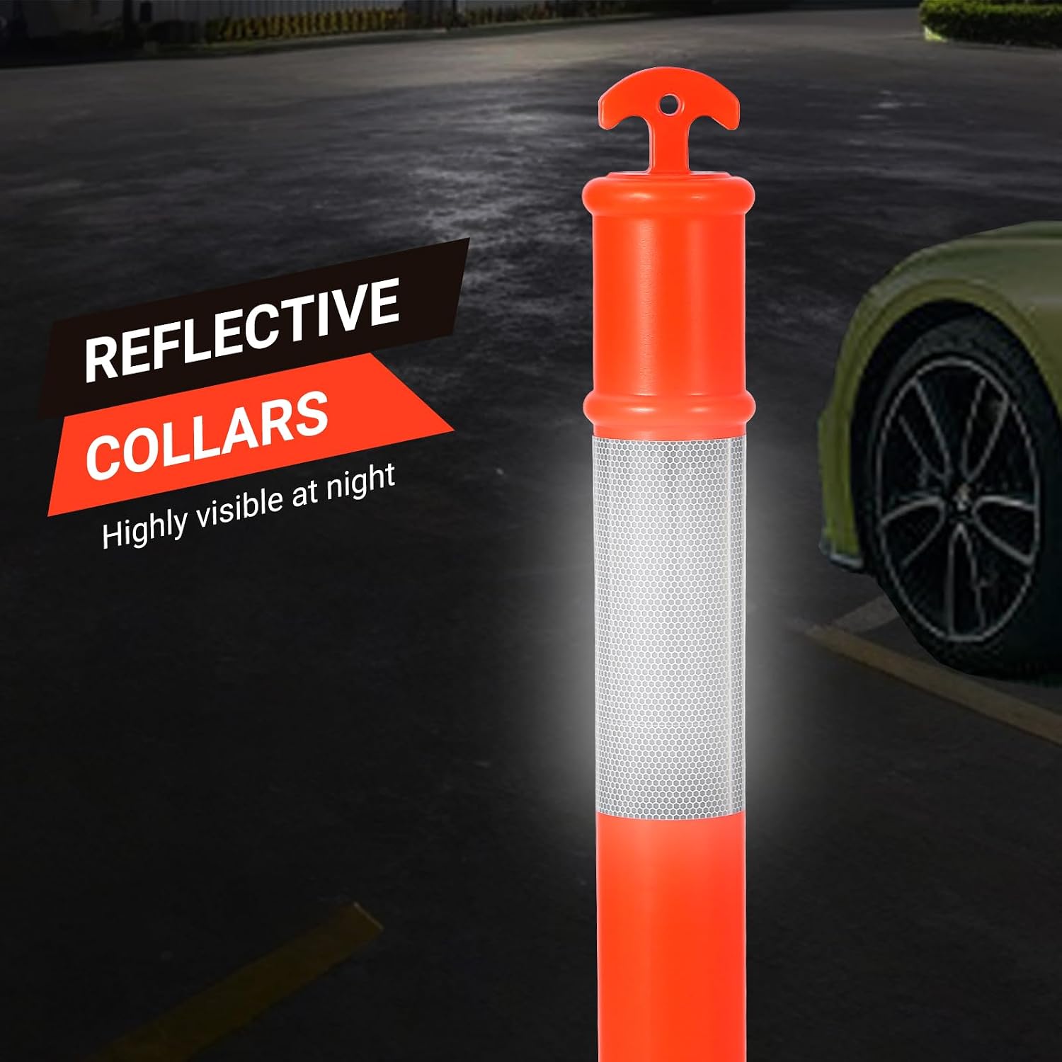 Delineator Post with Base 6 Pack, ExploreHorizon 45 Inch Portable Orange Traffic Delineator Posts Cones with