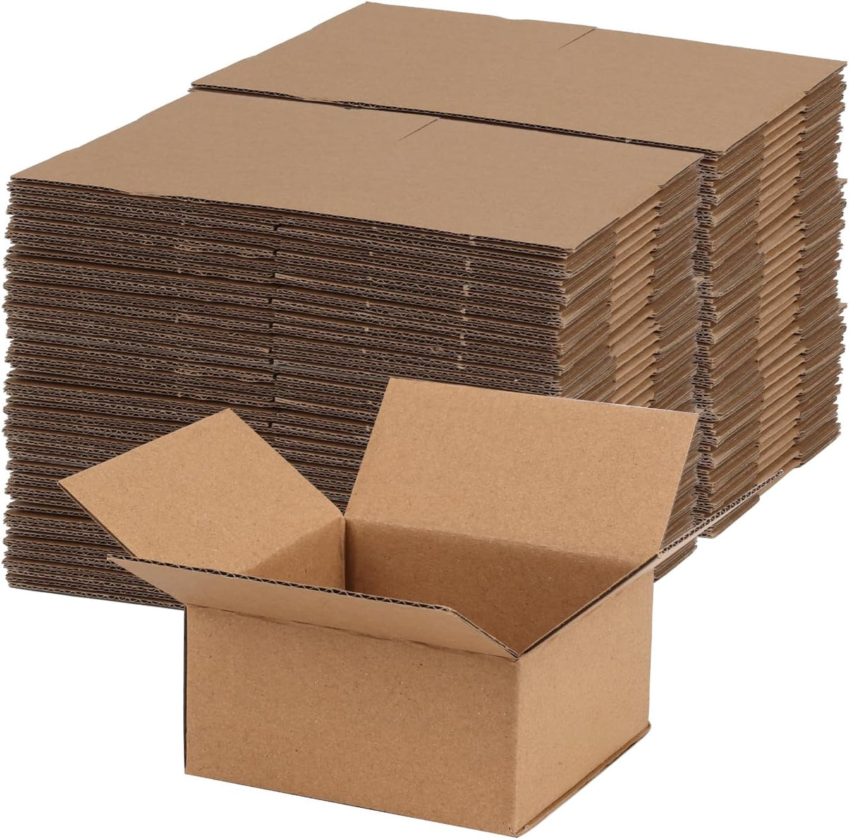 100 Pack 4x4x2 Shipping Boxes Brown, Small Corrugated Cardboard Box for Mailing, Packaging Small Business, Kraft