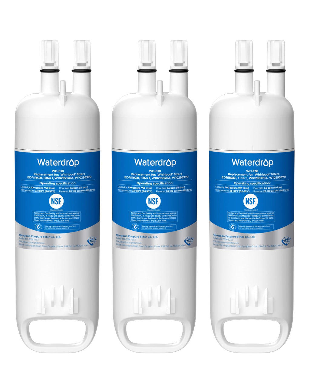 EDR1RXD1 Water Filter, Replacement for W10295370A, 3 Pack
