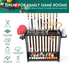 Pool Cue Rack Holder, 10 Cue Stick Stand with Billiard Accessories Storage | Multi-Functional Pool Stick & Billiard