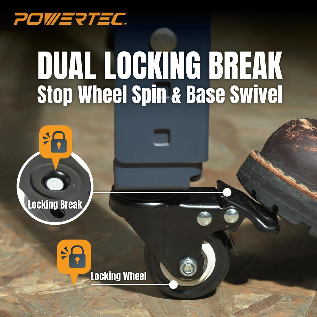 2" Caster Wheels Set of 4-2 Casters W/Dual Locking Break - Heavy Duty 350 lbs Capacity, 360° Swivel, Plate Mounted